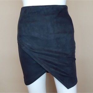 LF Seek the Label Dark Gray Faux-Suede Wrap Skirt XS NWT